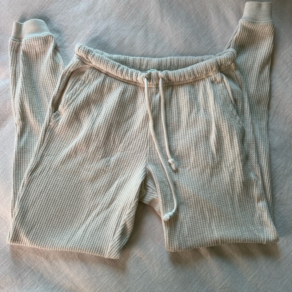Aerie Cream Waffle Knit Pajama Pants